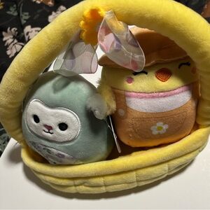 Squishmallows Easter Basket 4” Aimee the Chick 4” Relinda the Lamb Plush NWT